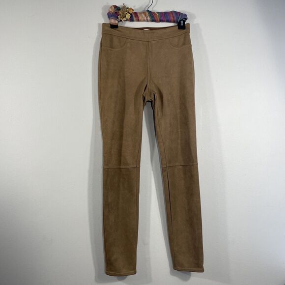 Max Studio Women Small Faux Suede Stretch Pull On Jeggings Pants Camel Vicuna - Picture 1 of 11